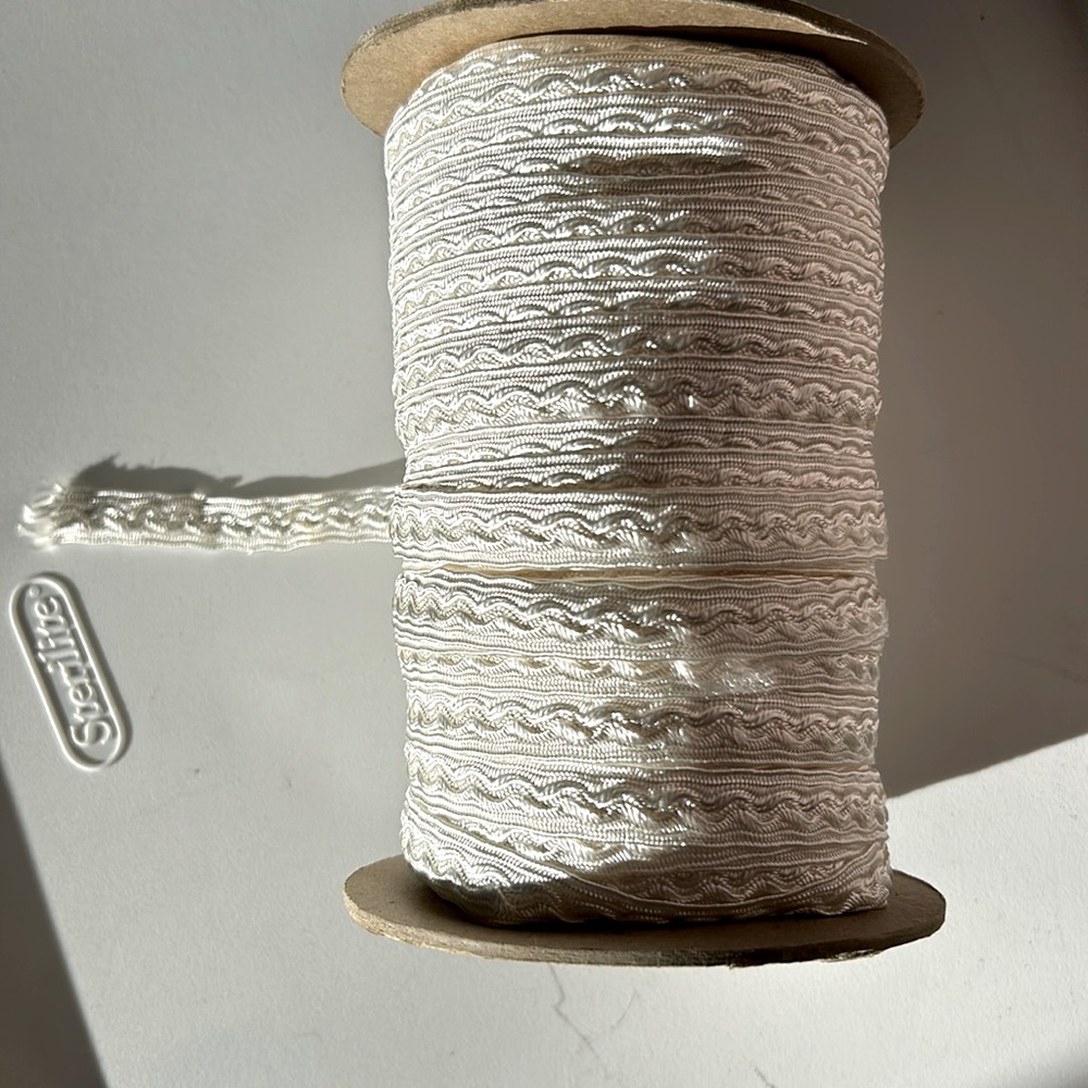 50 yards White Rayon patterned Ribbon